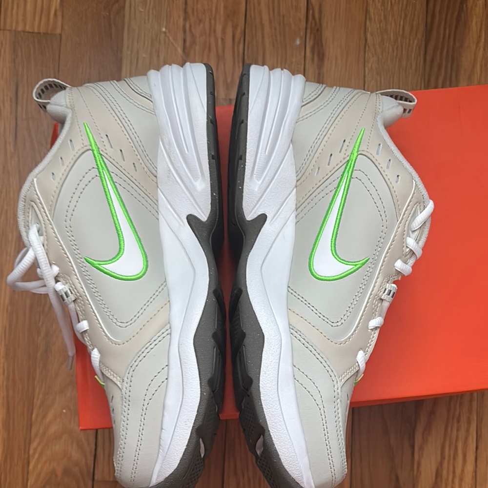 Nike Air Monarch Sneakers - White and Green Accents - Picture 4 of 5